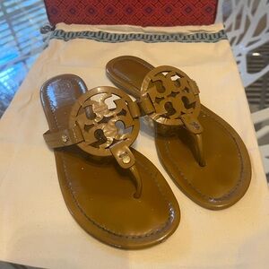 Sand Patent Leather Tory Burch Miller Sandals Size 9